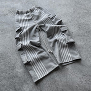 Striped camouflage multi-pocket casual pants