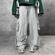Striped camouflage multi-pocket casual pants