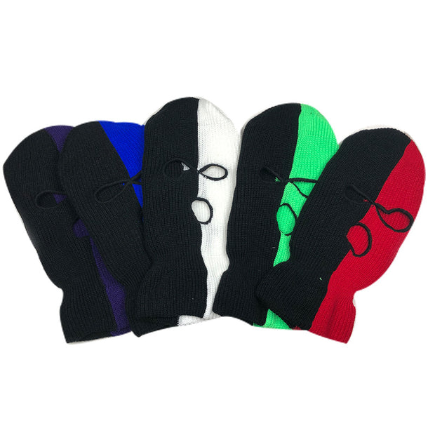 Warm contrast color matching three-hole hat ski mask