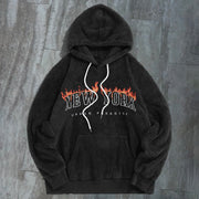 Vintage Trend New York Print Plush Hoodies