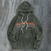 Vintage Trend New York Print Plush Hoodies