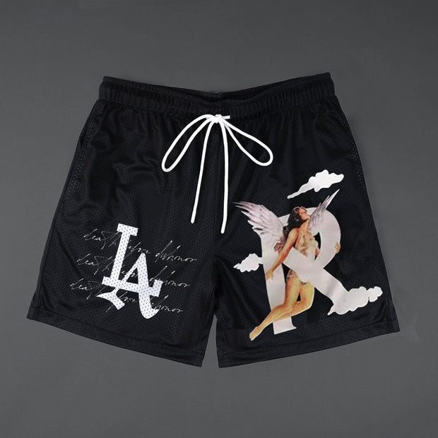 Cherub Print Casual Street LA Mesh Shorts