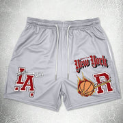 Trendy printed hip-hop track shorts