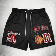 Trendy printed hip-hop track shorts