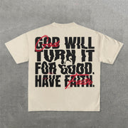 Casual Faith Letters Print Short Sleeve T-Shirt