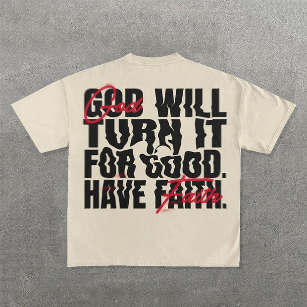 Casual Faith Letters Print Short Sleeve T-Shirt