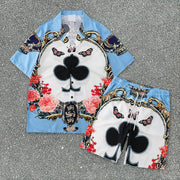 Street Short Sleeve Butterfly Beach Shirt Shorts Set