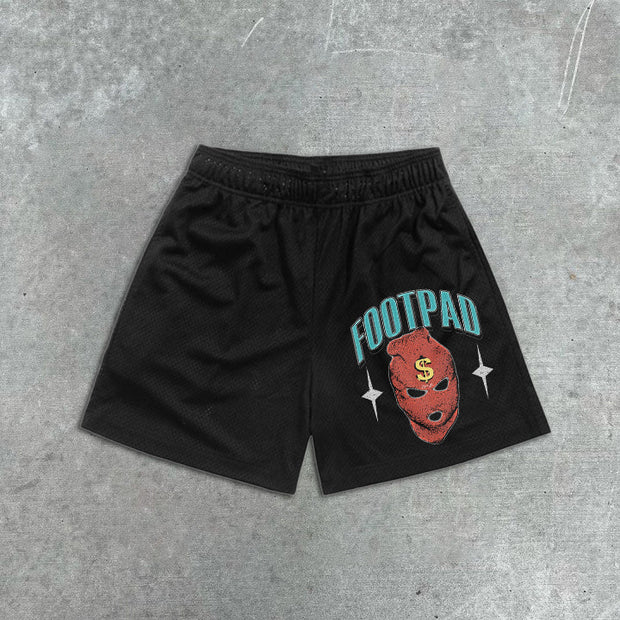 graphic print elastic shorts
