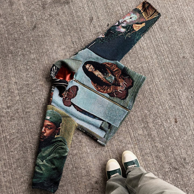 Hip Hop Rap Casual Street Vintage Tapestry Jacket