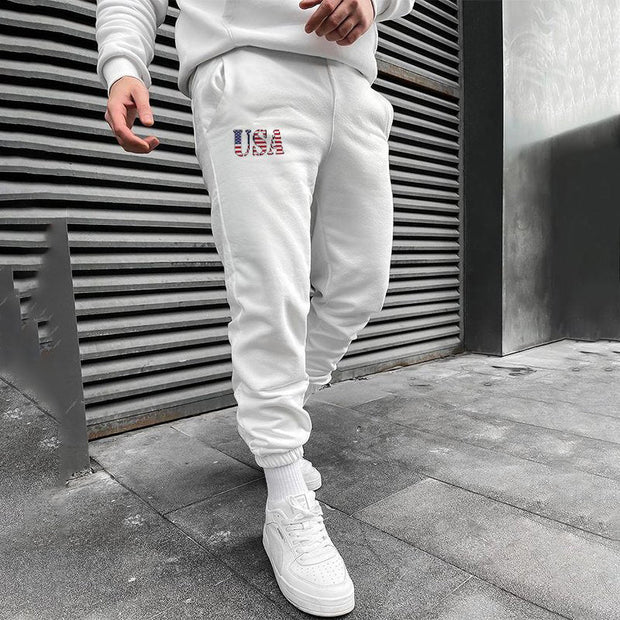 Casual Letter Print Belted Pants
