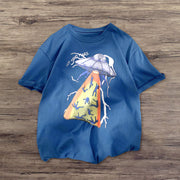 Trendy personality printed street style short-sleeved T-shirt
