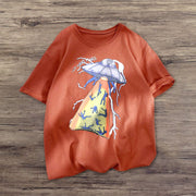 Trendy personality printed street style short-sleeved T-shirt