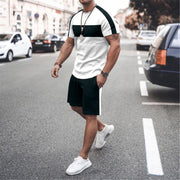 Casual Colorblock Sports Short Sleeve Suit