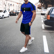 Casual Colorblock Sports Short Sleeve Suit