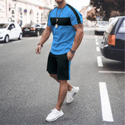 Casual Colorblock Sports Short Sleeve Suit