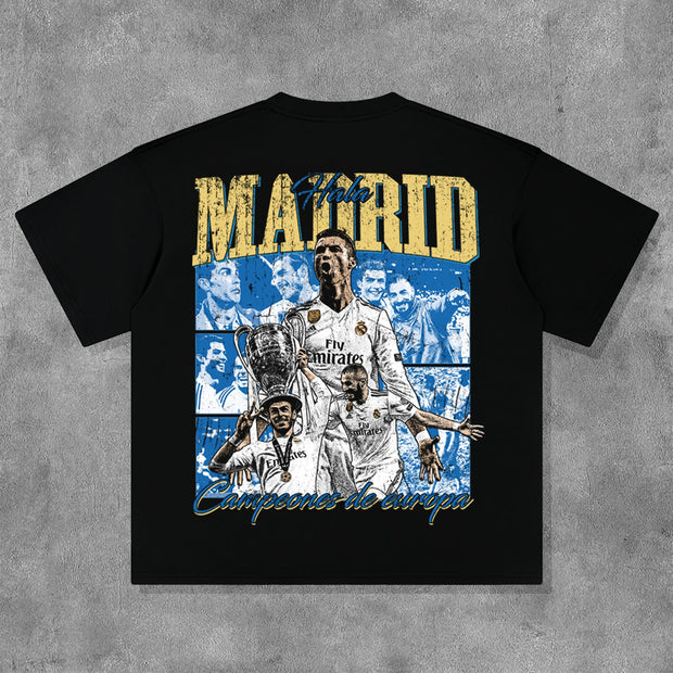 Football Team Print Short Sleeve T-Shirt