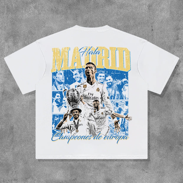 Football Team Print Short Sleeve T-Shirt