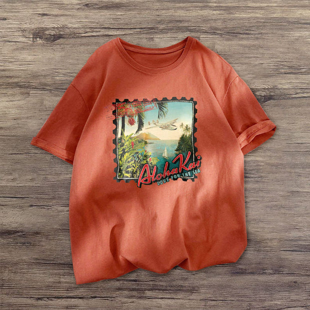 Retro street style short-sleeved T-shirt