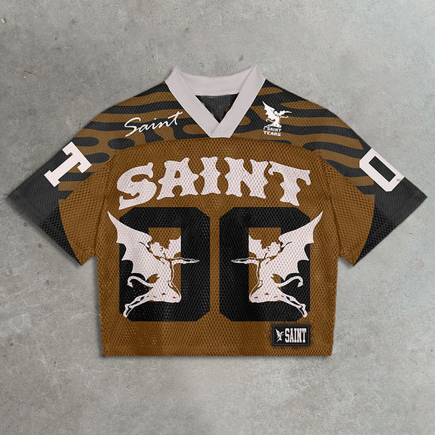 Saint casual street mesh patchwork jersey