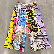 Hip-hop graffiti casual street wide-leg sweat pants