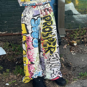 Hip-hop graffiti casual street wide-leg sweat pants