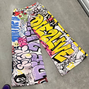 Hip-hop graffiti casual street wide-leg sweat pants