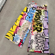 Hip-hop graffiti casual street wide-leg sweat pants