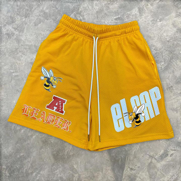 Personalized printed mesh track shorts