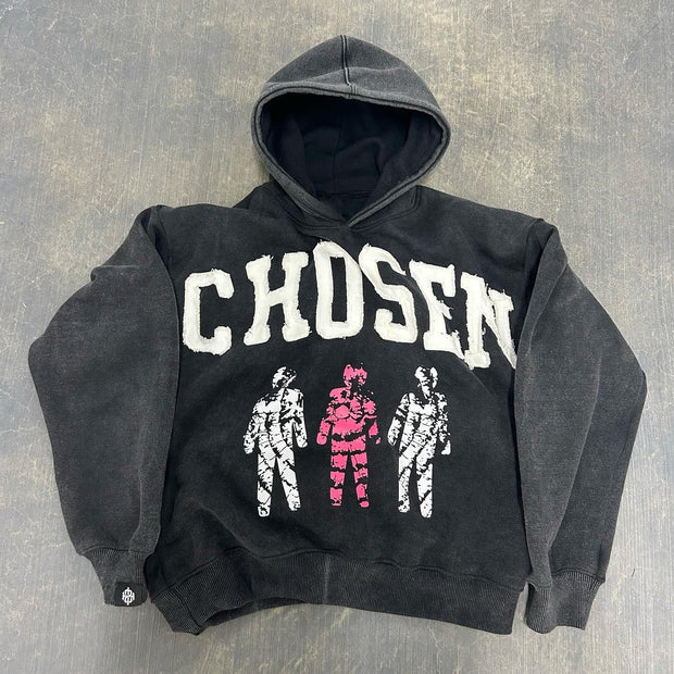 Chosen Print Long Sleeve Hoodies