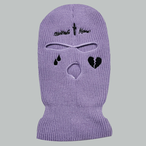 Cross broken heart knitted three hole hat