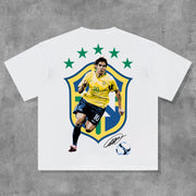 Fashion No.10 Footballer Print Short Sleeve T-Shirt