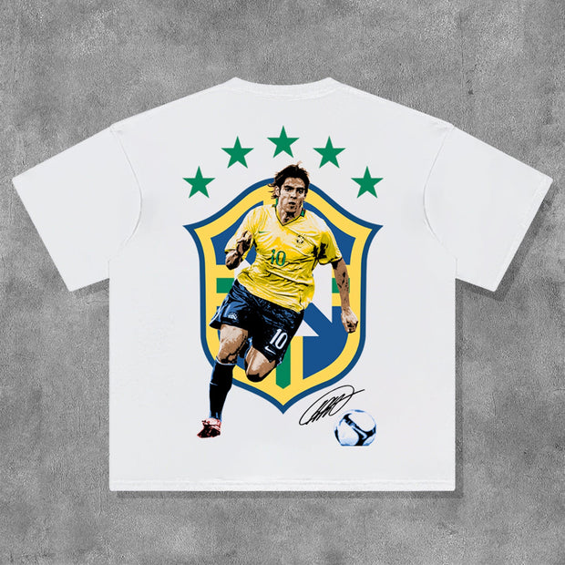Fashion No.10 Footballer Print Short Sleeve T-Shirt
