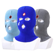 Balaclava three-hole hat outdoor riding headgear knitted warm ski mask