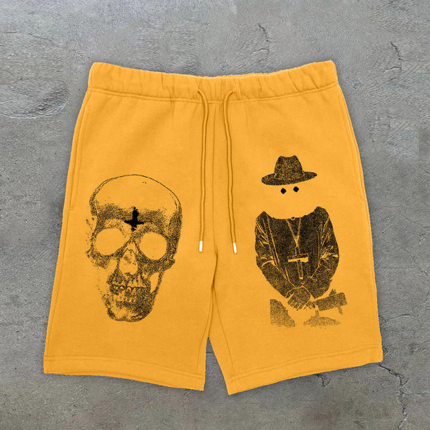 Spoof skulls are retro street shorts