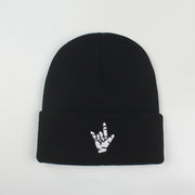 Rap gesture embroidery men's and women's knitted hat