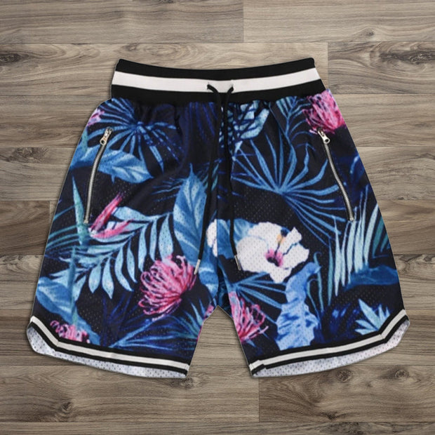Floral Contrast Elastic Shorts
