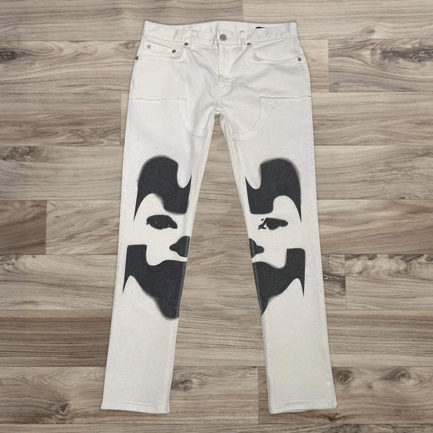 Street dark casual white jeans