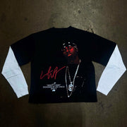 Personalized Fake Two Character Print Long Sleeve T-Shirt