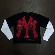 Personalized Fake Two Character Print Long Sleeve T-Shirt