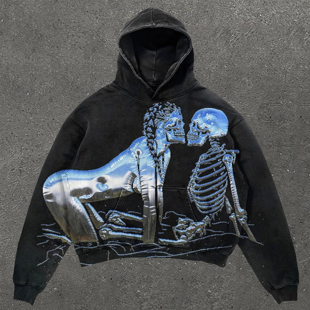 Personality Skull Love Print Long Sleeve Hoodie