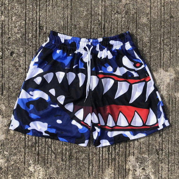 Shark Camouflage Print Mesh Shorts