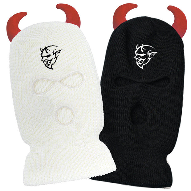 Horns devil street robber warm knitted ski mask hat