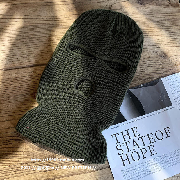 Autumn and winter warm hood solid color personality funny knitted woolen hat