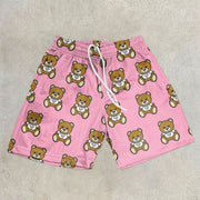 bear design print mesh street shorts