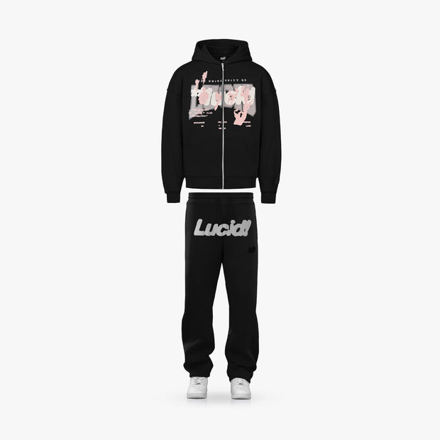 Stylish personalized printed zipper hoodie set