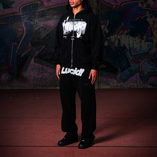 Stylish personalized printed zipper hoodie set