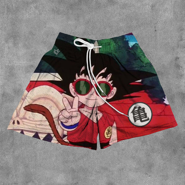 Personalized Basics Anime Print Mesh Pocket Shorts