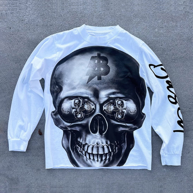 Casual Skull Print Long Sleeve T-Shirt