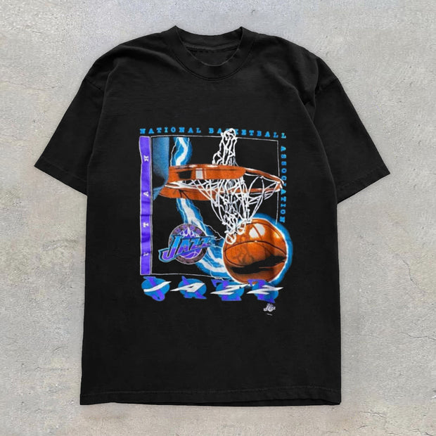Fashion casual retro print preppy T-shirt