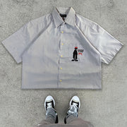Personalized street print lapel short-sleeved shirt
